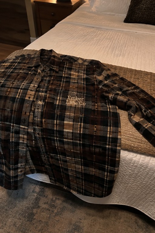Custom embroidered flannel shirt - customer photo