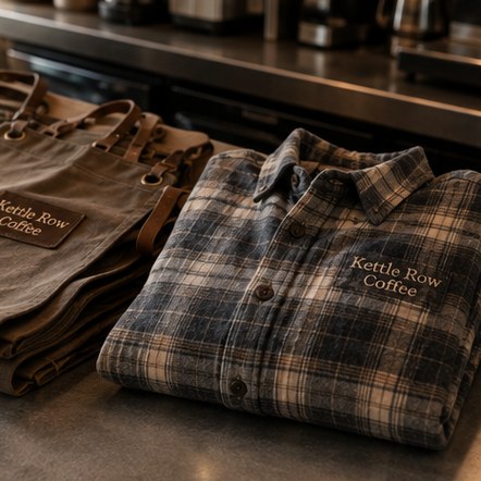 Customized flannel shirts for coffee roasters and cafes